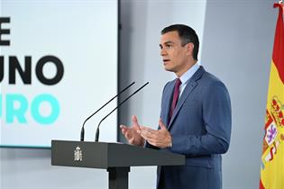 El presidente del Gobierno, Pedro Sánchez, durante su comparecencia en La Moncloa