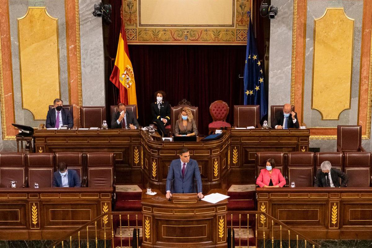 10/11/2021. Pedro Sánchez asiste a la sesión de control en el Congreso. El presidente del Gobierno, Pedro Sánchez, durante su comparecencia ...