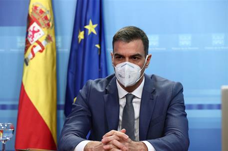 11/01/2021. Sánchez preside la reunión del CECOD. El presidente del Gobierno, Pedro Sánchez, durante su reunión con el Comité Estatal de Coo...