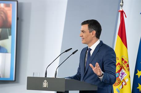 13/04/2021. Sánchez preside la segunda reunión de la Comisión Interministerial para la Recuperación, Transformación y Resiliencia. El presid...