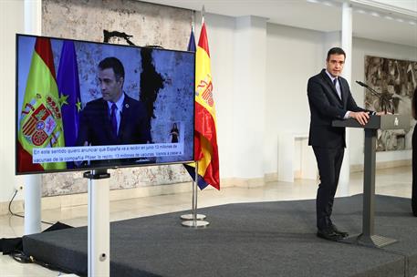 13/05/2021. Acto sobre la reforma del art. 49 de la Constitución. El presidente del Gobierno, Pedro Sánchez, durante su intervención en el a...