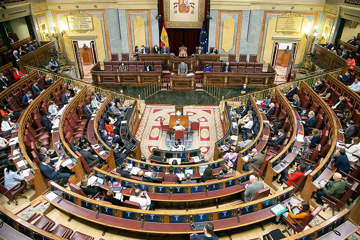 14/04/2021. Pedro Sánchez comparece en el Congreso de los Diputados. El presidente del Gobierno, Pedro Sánchez, durante su intervención ante...