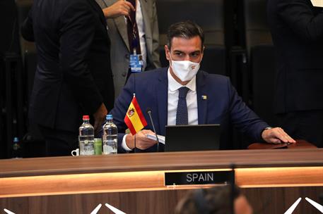14/06/2021. Pedro Sánchez asiste a la Cumbre de la OTAN. El presidente del Gobierno, Pedro Sánchez, durante la reunión.