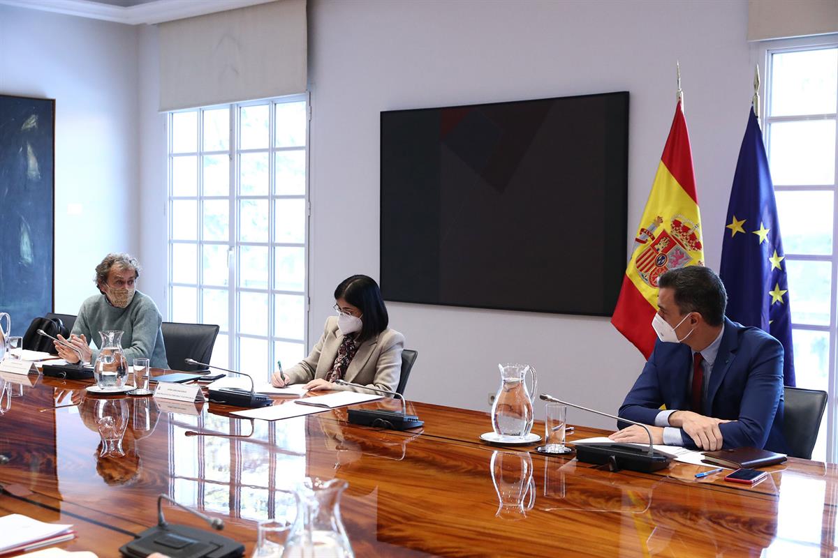 15/01/2021. Pedro Sánchez preside la reunión del Comité de Seguimiento del Coronavirus. El presidente del Gobierno, Pedro Sánchez, durante l...