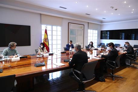 15/01/2021. Pedro Sánchez preside la reunión del Comité de Seguimiento del Coronavirus. El presidente del Gobierno, Pedro Sánchez, preside l...