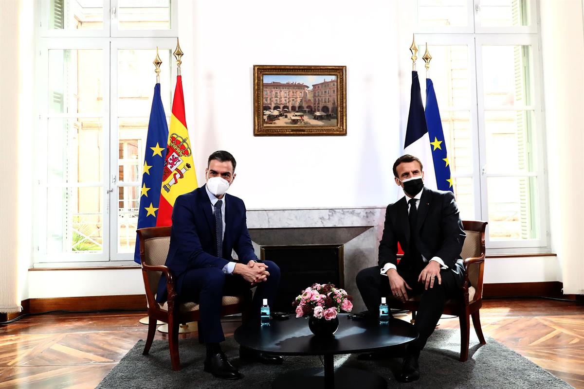 15/03/2021. Pedro Sánchez participa en la XXVI Cumbre Franco-Española. El presidente del Gobierno, Pedro Sánchez, se reúne con el presidente...