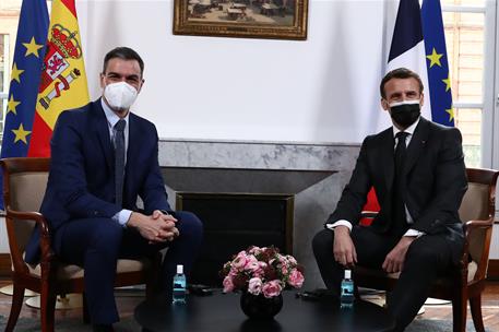 15/03/2021. Pedro Sánchez participa en la XXVI Cumbre Franco-Española. El presidente del Gobierno, Pedro Sánchez, se reúne con el presidente...