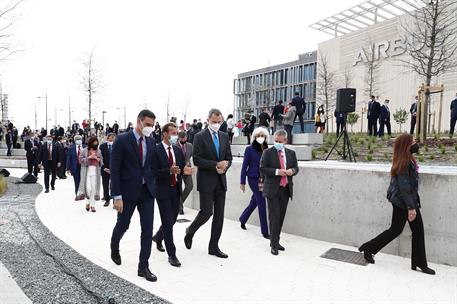 15/04/2021. Sánchez asiste a la inauguración del nuevo campus de Airbus en Getafe. El presidente del Gobierno, Pedro Sánchez, el ministro de...