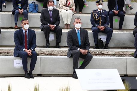 15/04/2021. Sánchez asiste a la inauguración del nuevo campus de Airbus en Getafe. El presidente del Gobierno, Pedro Sánchez, junto al rey Felipe VI.