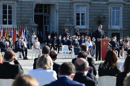 15/07/2021. Homenaje a las víctimas de la Covid-19 y de reconocimiento al personal sanitario. El rey Felipe VI, durante su intervención en e...