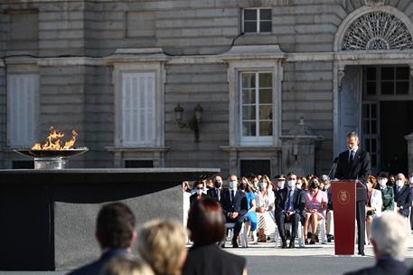 15/07/2021. Homenaje a las víctimas de la Covid-19 y de reconocimiento al personal sanitario. El rey Felipe VI, durante su intervención en e...