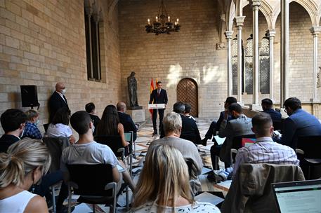 15/09/2021. Mesa de diálogo entre el Gobierno y el Govern de la Generalitat de Cataluña. El presidente del Gobierno, Pedro Sánchez, durante ...