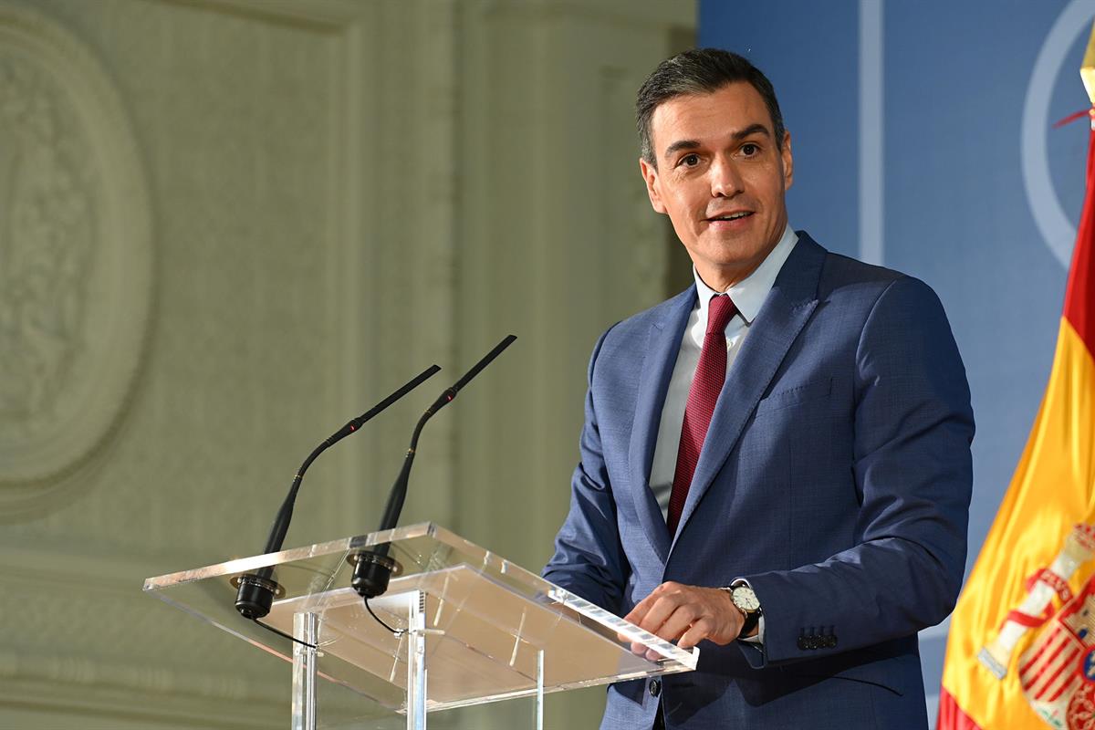 15/11/2021. Sánchez participa un acto sobre el PERTE en la Medicina de Vanguardia. El presidente del Gobierno, Pedro Sánchez, durante su int...