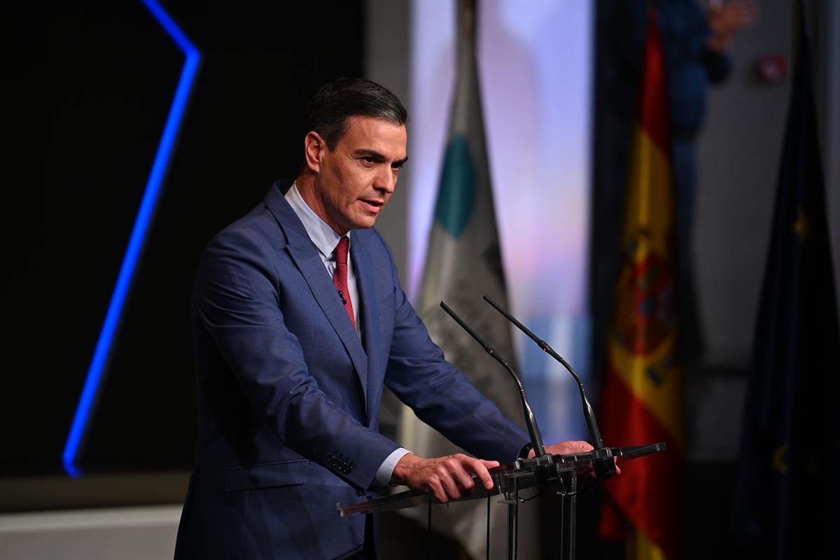 15/11/2021. Sánchez inaugura el acto del 30 aniversario de las Cumbres Iberoamericanas. El presidente del Gobierno, Pedro Sánchez, durante s...