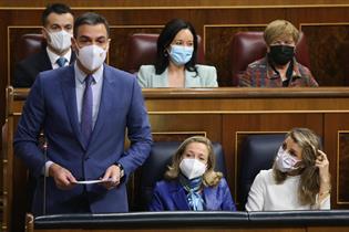 El presidente del Gobierno, Pedro Sánchez, durante la sesión de control en el Congreso