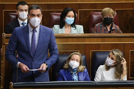 15/12/2021. Pedro Sánchez asiste a la sesión de control en el Congreso. El presidente del Gobierno, Pedro Sánchez, interviene en la sesión d...