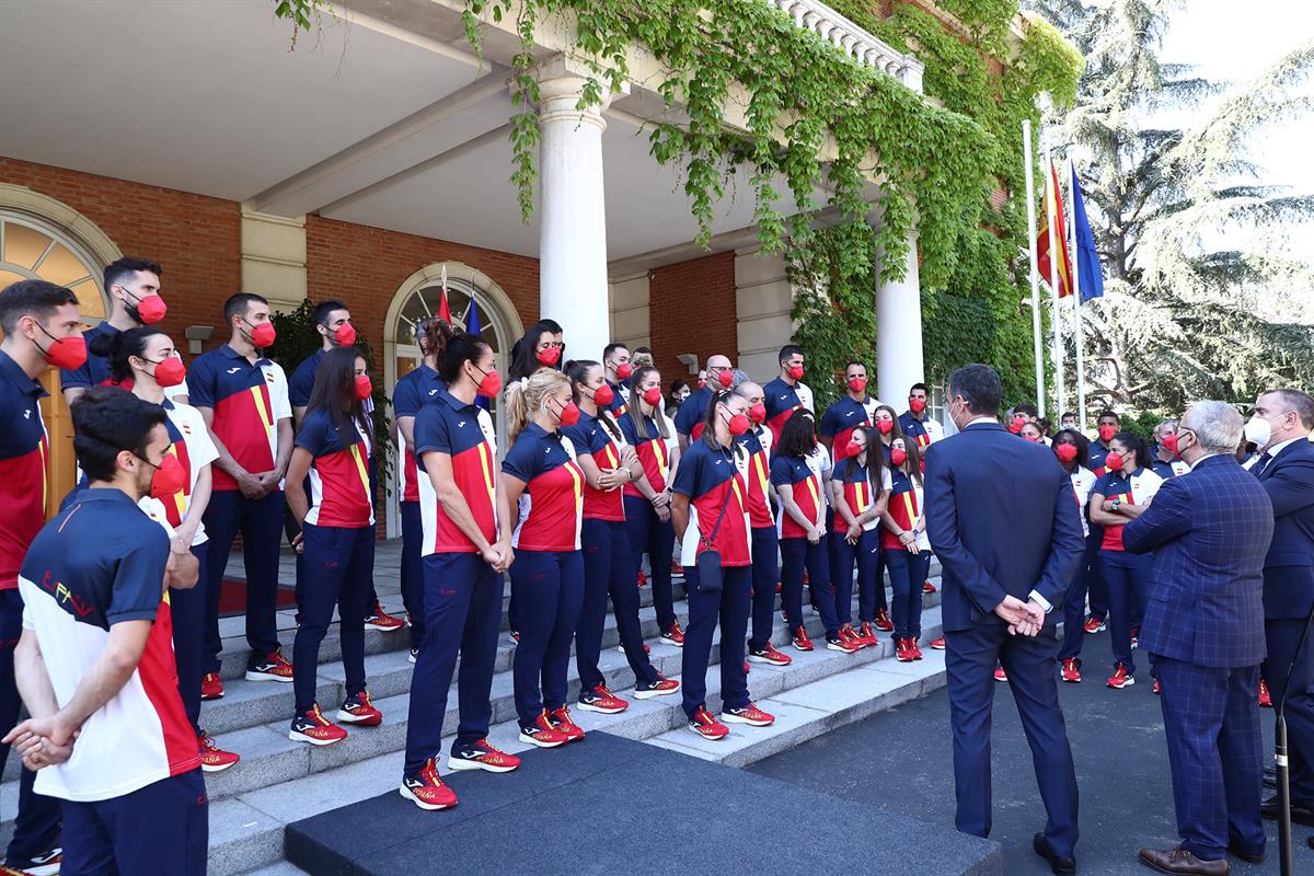 16/07/2021. Pedro Sánchez recibe a los deportistas olímpicos de Tokio 2020. El presidente del Gobierno, Pedro Sánchez, durante el encuentro ...