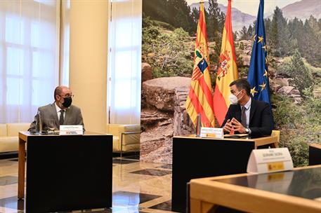 16/09/2021. Pedro Sánchez se reúne con el presidente del Gobierno de Aragón, Javier Lambán. El presidentel Gobierno, Pedro Sánchez, y el pre...