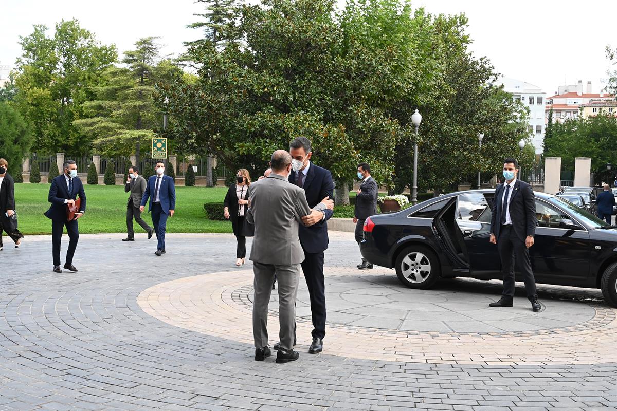 16/09/2021. Pedro Sánchez se reúne con el presidente del Gobierno de Aragón, Javier Lambán. El presidente de Aragón, Francisco Javier Lambán...