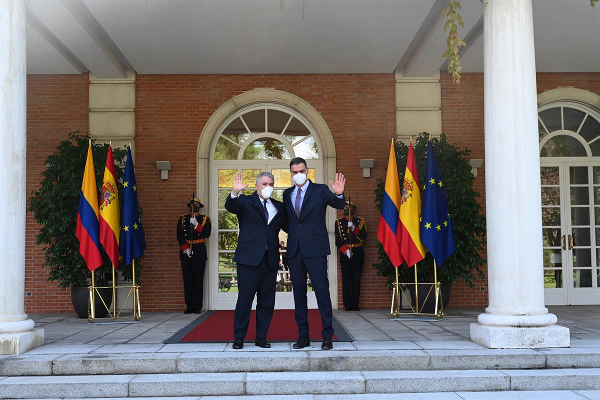 16/09/2021. Pedro Sánchez recibe al presidente de Colombia, Iván Duque. El presidente del Gobierno, Pedro Sánchez, recibe al presidente de l...