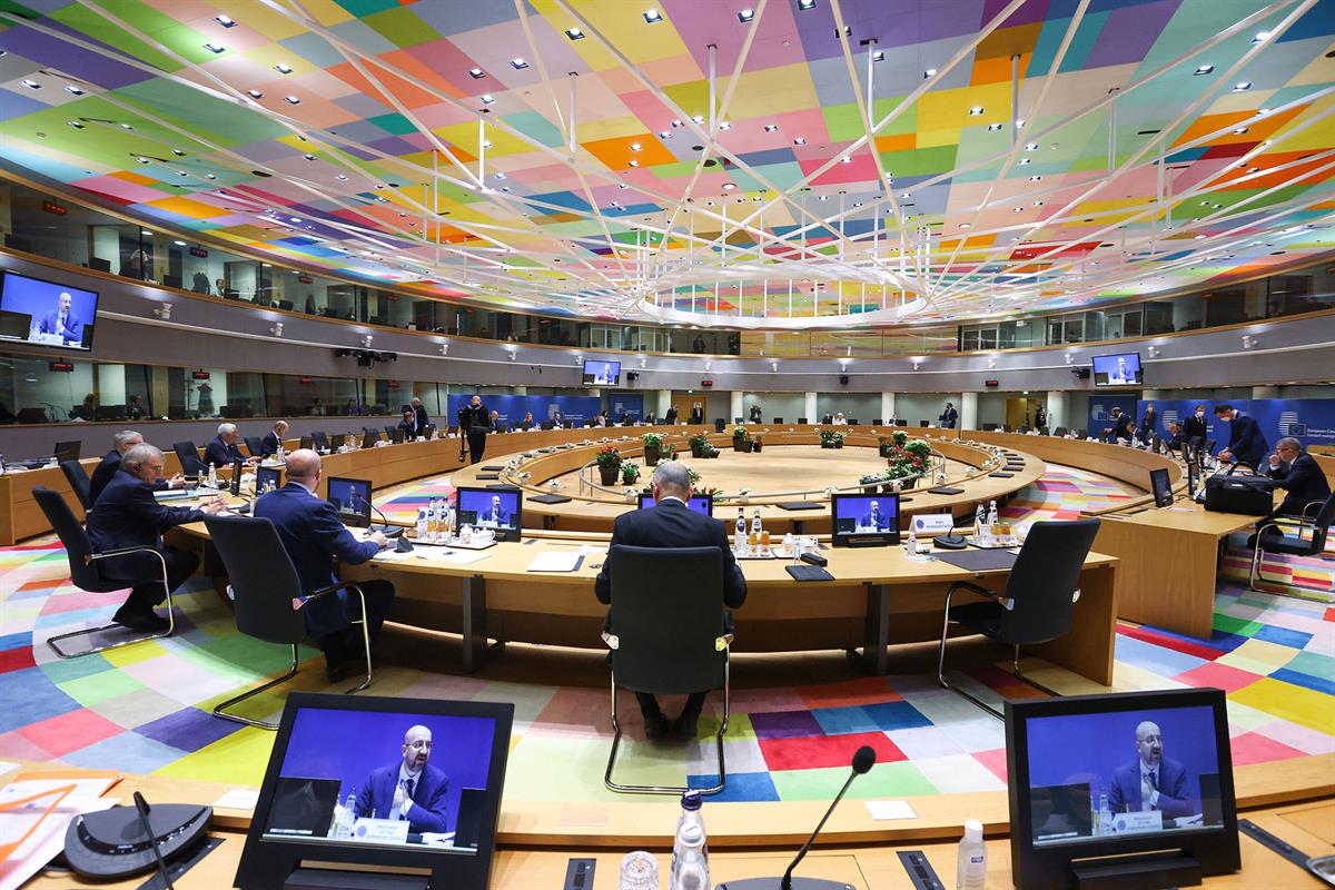 16/12/2021. El presidente del Gobierno participa en la reunión del Consejo Europeo. El presidente del Gobierno, Pedro Sánchez, asiste a la p...