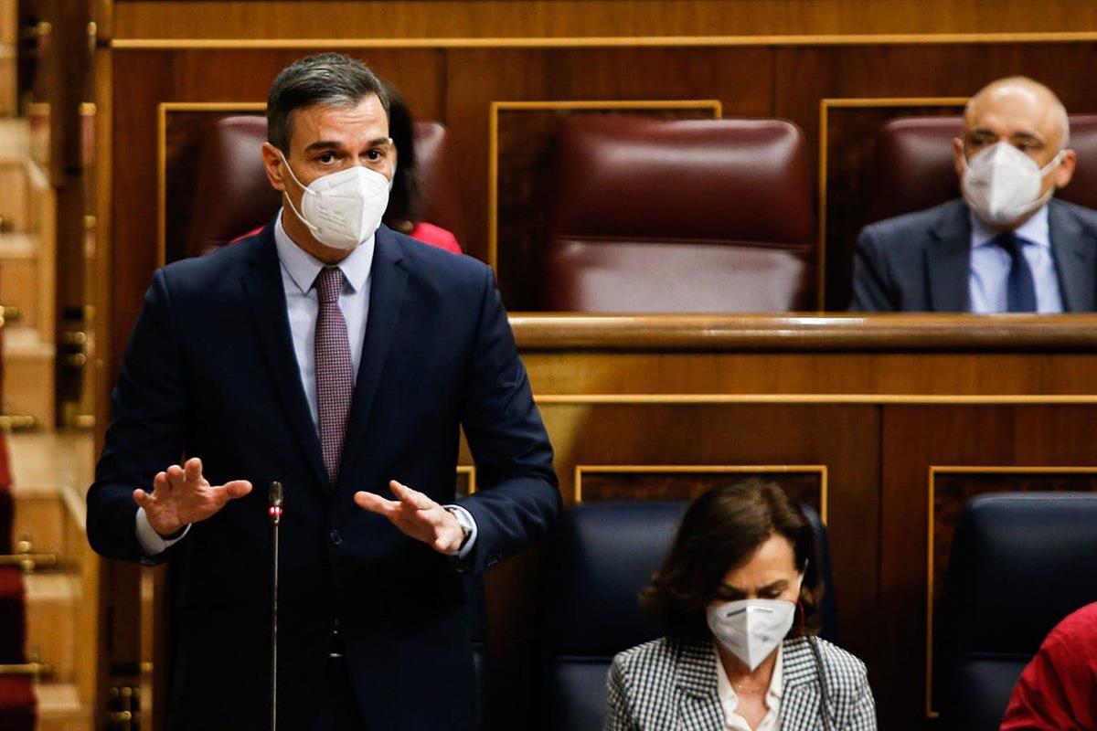 17/03/2021. Pedro Sánchez asiste a la sesión de control en el Congreso. El presidente del Gobierno, Pedro Sánchez, durante su intervención e...