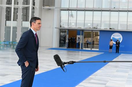 17/09/2021. Pedro Sánchez asiste a la VIII Cumbre UE-MED 9. El presidente del Gobierno, Pedro Sánchez, a su llegada a la Cumbre sobre cambio...
