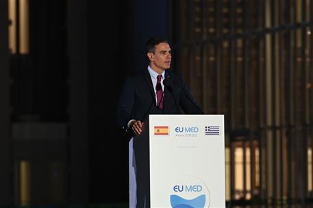 17/09/2021. Pedro Sánchez asiste a la VIII Cumbre UE-MED 9. Comparecencia del presidente del Gobierno, Pedro Sánchez, en la VIII Cumbre UE-MED 9.