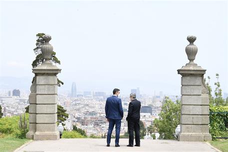 18/06/2021. Pedro Sánchez participa en la XVIII edición del Foro de Diálogo Italia-España. El presidente del Gobierno, Pedro Sánchez, depart...