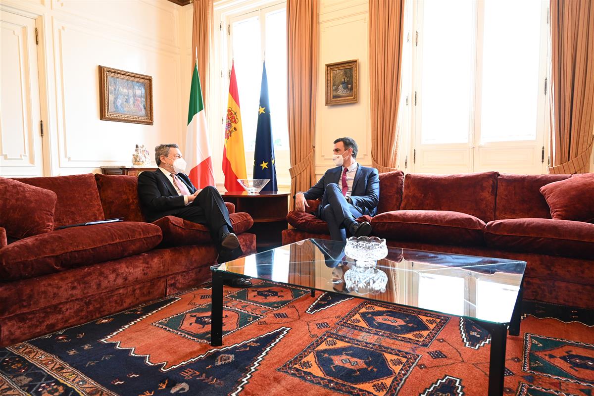 18/06/2021. Pedro Sánchez participa en la XVIII edición del Foro de Diálogo Italia-España. El presidente del Gobierno, Pedro Sánchez, durant...