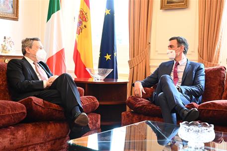 18/06/2021. Pedro Sánchez participa en la XVIII edición del Foro de Diálogo Italia-España. El presidente del Gobierno, Pedro Sánchez, durant...