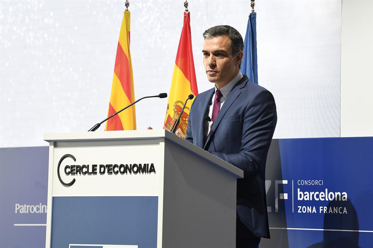 18/06/2021. Pedro Sánchez, en la clausura de la XXXVI reunión del Cercle d'Economia. El presidente del Gobierno, Pedro Sánchez, durante su i...