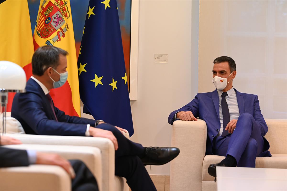 18/10/2021. El presidente del Gobierno recibe al primer ministro belga. El presidente del Gobierno, Pedro Sánchez, se reúne con el primer mi...