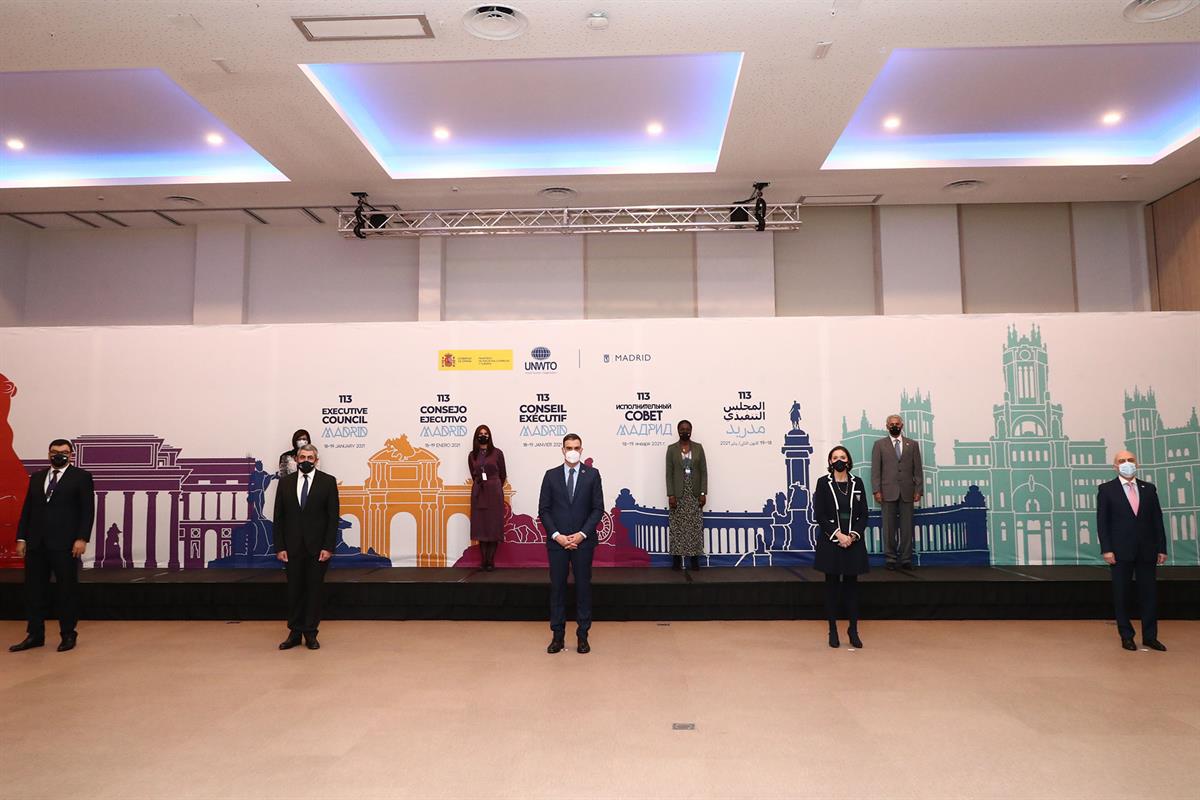 19/01/2021. Sánchez participa en la 113ª reunión del Consejo Ejecutivo de la OMT. Foto de familia de la 113ª reunión del Consejo Ejecutivo d...