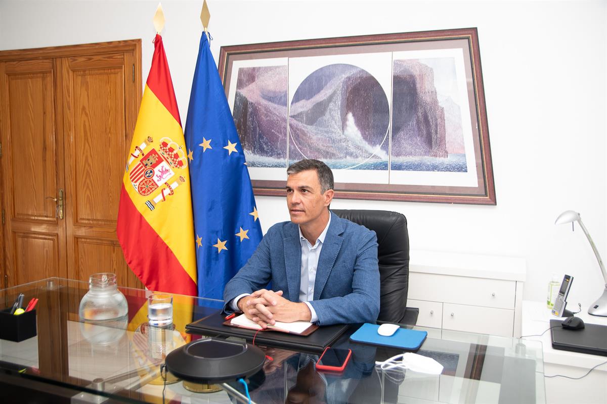 19/08/2021. Sánchez preside el grupo de trabajo de repatriación de Afganistán. El jefe del Ejecutivo, Pedro Sánchez, durante la primera reun...