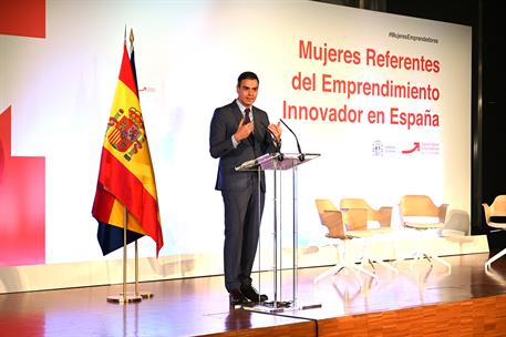 19/11/2021. Sánchez preside un acto con motivo del Día Internacional de la Mujer Emprendedora (19/11/2021). El presidente del Gobierno, Pedr...