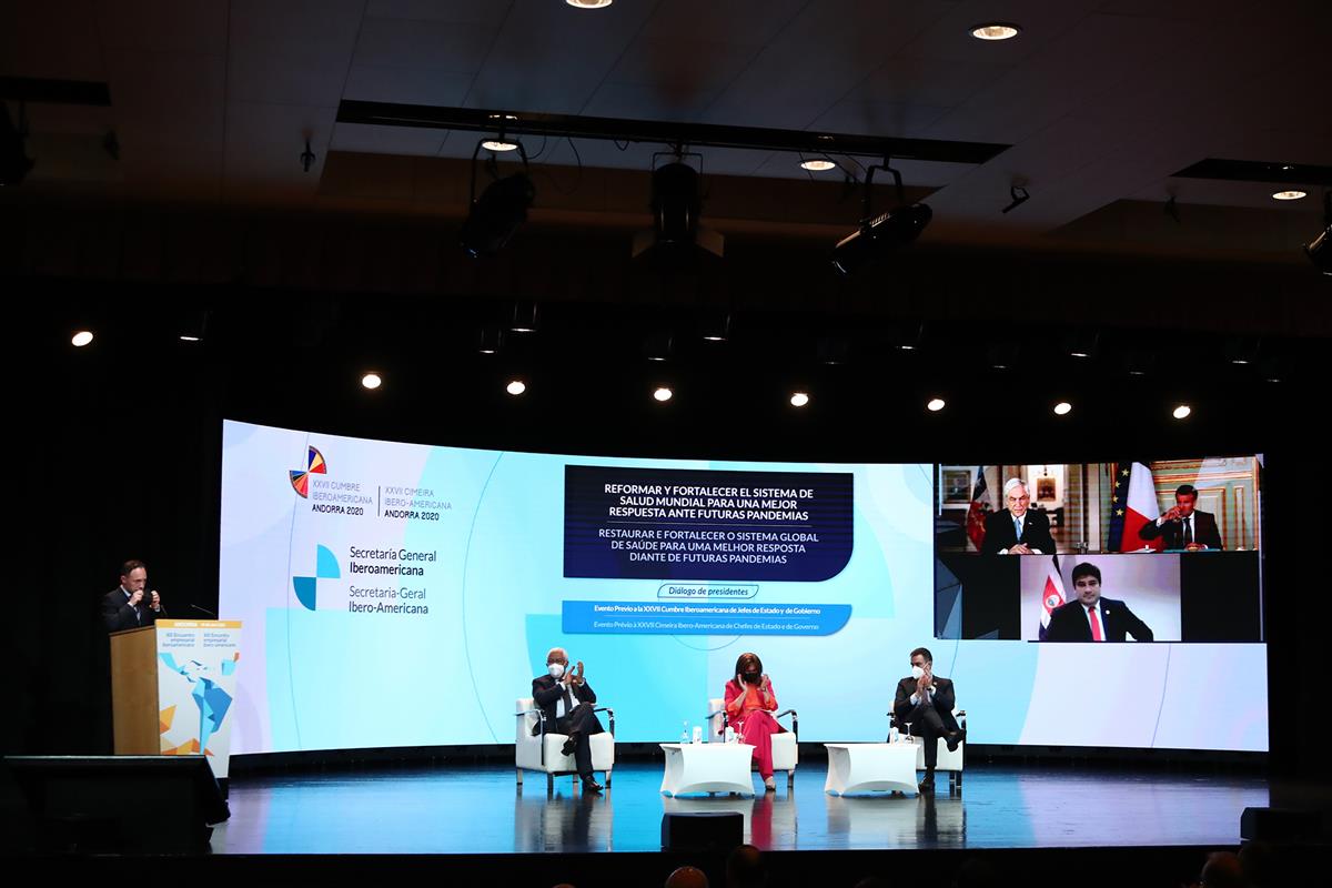 20/04/2021. Pedro Sánchez participa en el evento "Reformar y fortalecer el sistema de salud mundial para una mejor respuesta ante futuras pa...