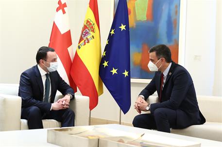 20/05/2021. Sánchez recibe al primer ministro de Georgia, Irakli Garibashvili. El presidente del Gobierno, Pedro Sánchez, y el primer minist...