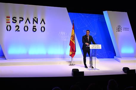 20/05/2021. Pedro Sánchez presenta el 'Plan 2050'. El presidente del Gobierno, Pedro Sánchez, durante su intervención en la presentación del...
