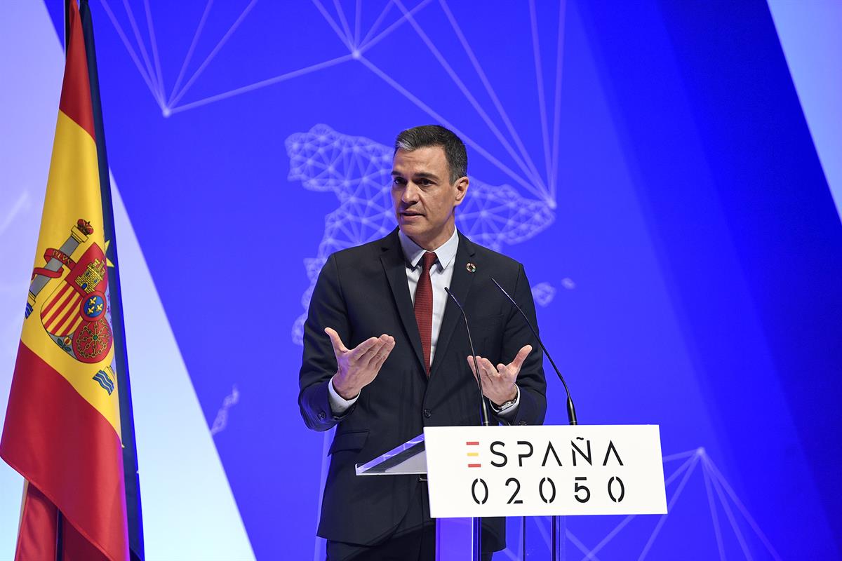 20/05/2021. Pedro Sánchez presenta el 'Informe 2050'. El presidente del Gobierno, Pedro Sánchez, durante su intervención en la presentación ...