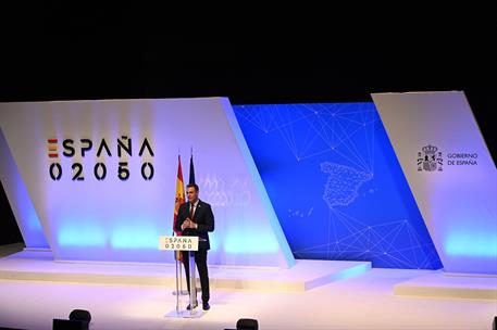 20/05/2021. Pedro Sánchez presenta el 'Informe 2050'. El presidente del Gobierno, Pedro Sánchez, durante su intervención en la presentación ...