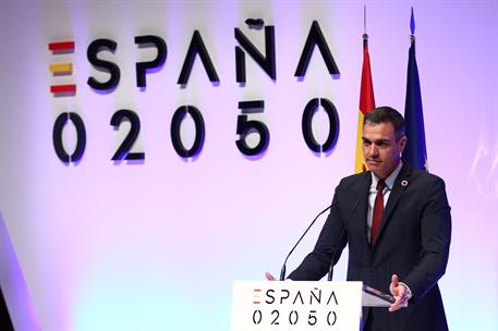 20/05/2021. Pedro Sánchez presenta el 'Informe 2050'. El presidente del Gobierno, Pedro Sánchez, durante su intervención en la presentación ...