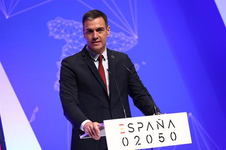 20/05/2021. Pedro Sánchez presenta el 'Informe 2050'. El presidente del Gobierno, Pedro Sánchez, durante su intervención en la presentación ...