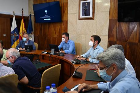 20/09/2021. El presidente del Gobierno sigue en La Palma la evolución de la erupción volcánica. El presidente del Gobierno, Pedro Sánchez, h...