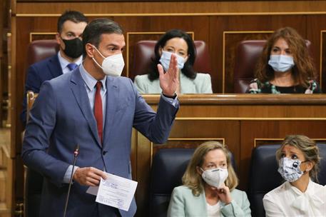 20/10/2021. Pedro Sánchez asiste a la sesión de control en el Congreso. El presidente del Gobierno, Pedro Sánchez, durante su intervención e...