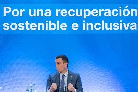 21/01/2021. Sánchez preside el encuentro de la Asociación de Multinacionales por marca España por una 'Recuperación sostenible e inclusiva'....