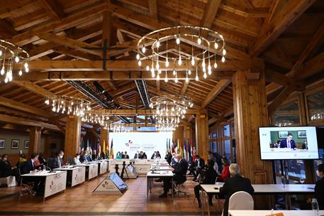 21/04/2021. Pedro Sánchez participa en la XXVII Cumbre Iberoamericana. El presidente del Gobierno, Pedro Sánchez, durante su intervención en...