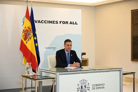21/05/2021. Sánchez participa por videoconferencia en la Cumbre Mundial de la Salud. El presidente del Gobierno, Pedro Sánchez, ha participa...