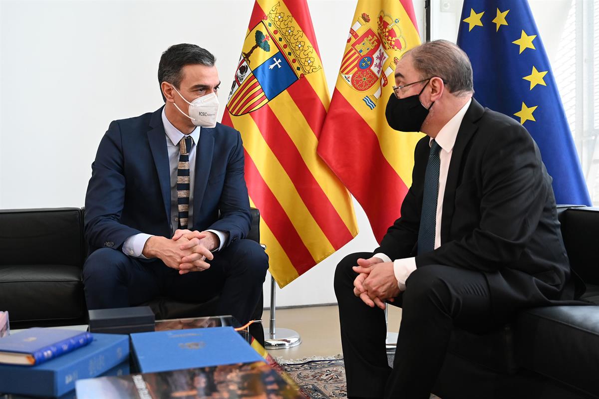 22/01/2021. Pedro Sánchez se reúne con Javier Lambán. El presidente del Gobierno, Pedro Sánchez se reúne con el presidente del Gobierno de A...