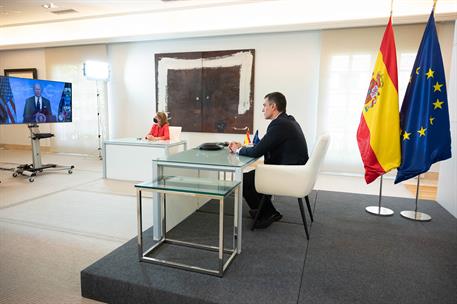 22/04/2021. El presidente del Gobierno partipa en la Cumbre del Clima. El presidente del Gobierno, Pedro Sánchez, durante su participación p...